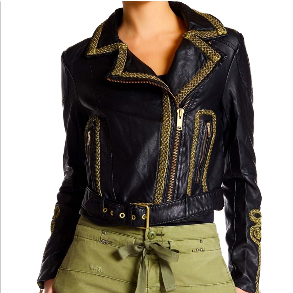 Free People Bang Bang Vegan Moto Leather Jacket XS